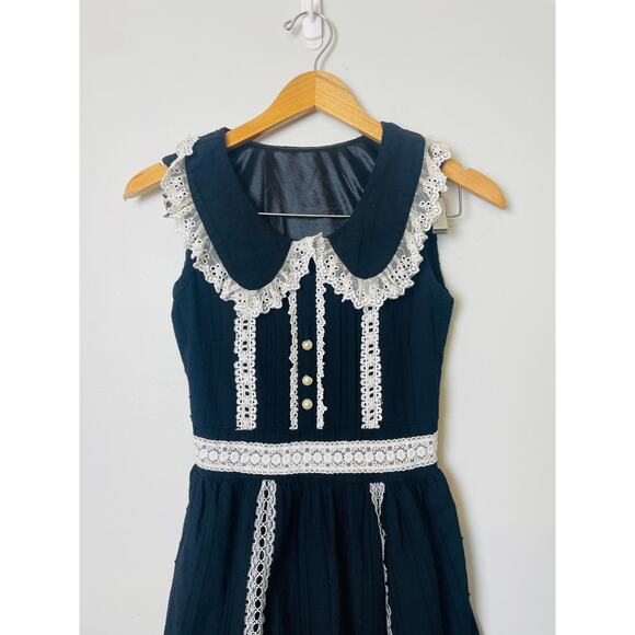 Women's Sleeveless Dress Lolita School Grl Gothic Wednesday Addams Size Small - Picture 2 of 12